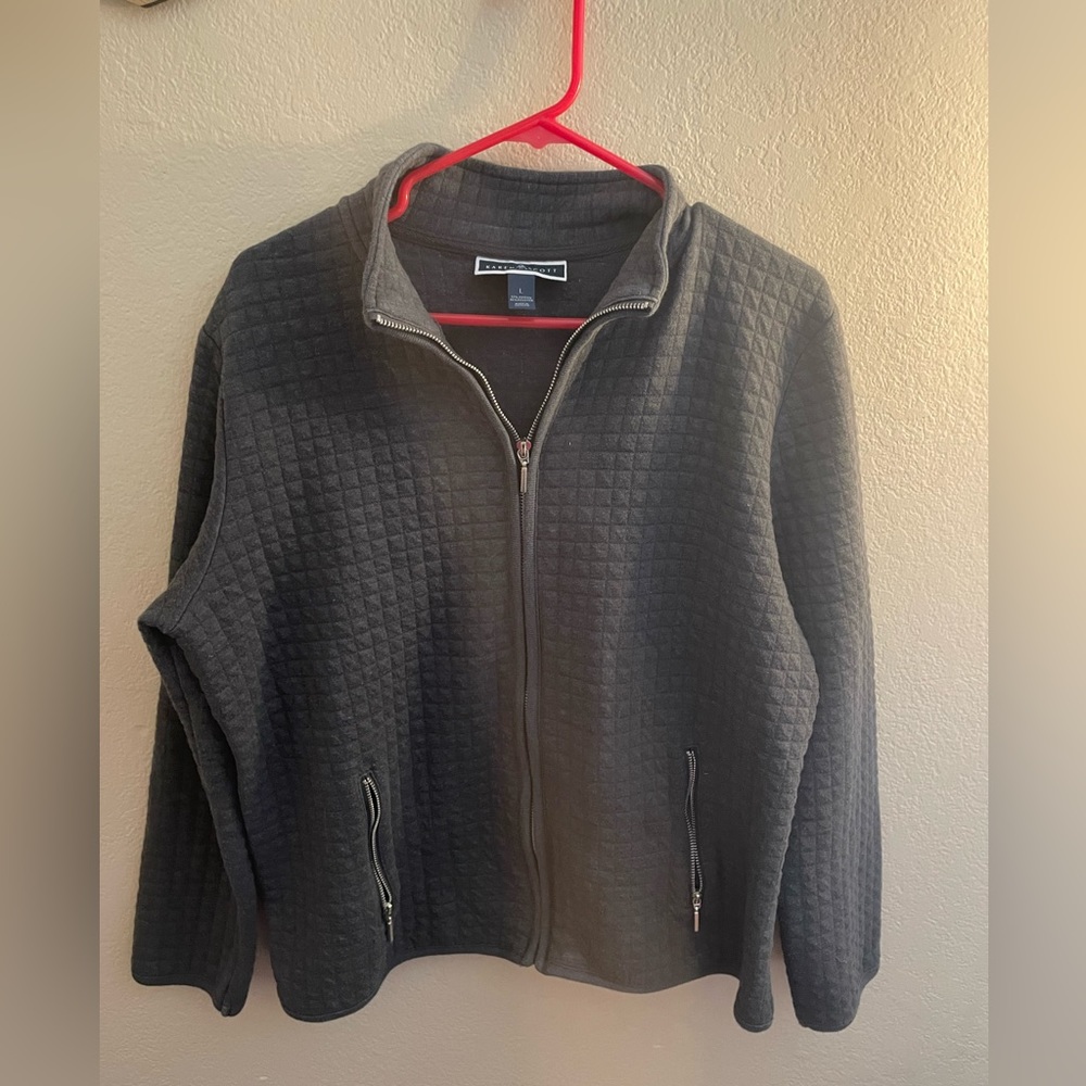 Karen Scott sport zip up with pockets jacket gray large